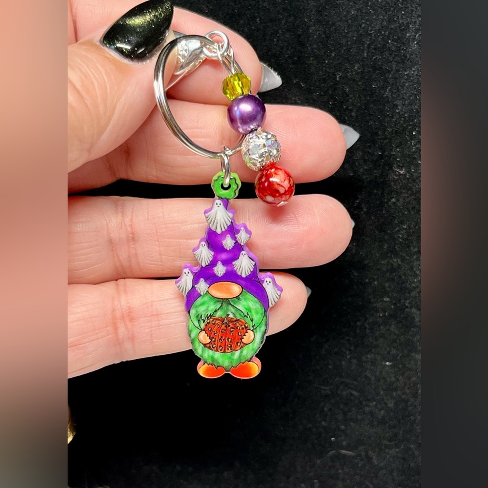 🎃Spooky GNOME punk zipper pull or purse bling-minimalist Halloween style